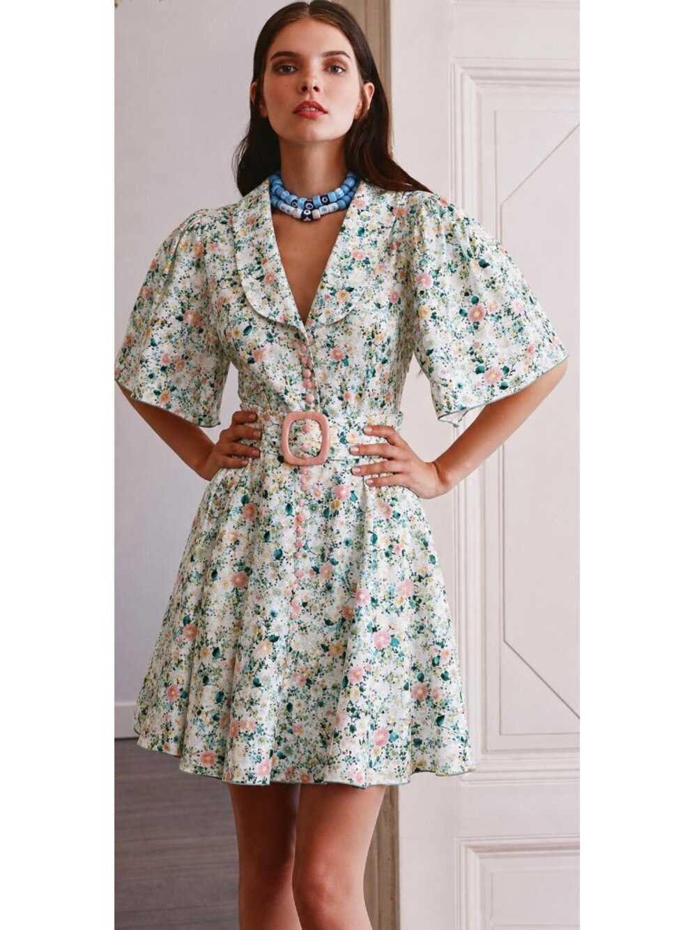Gul Hurgel Resort Linen Belted Floral Dress